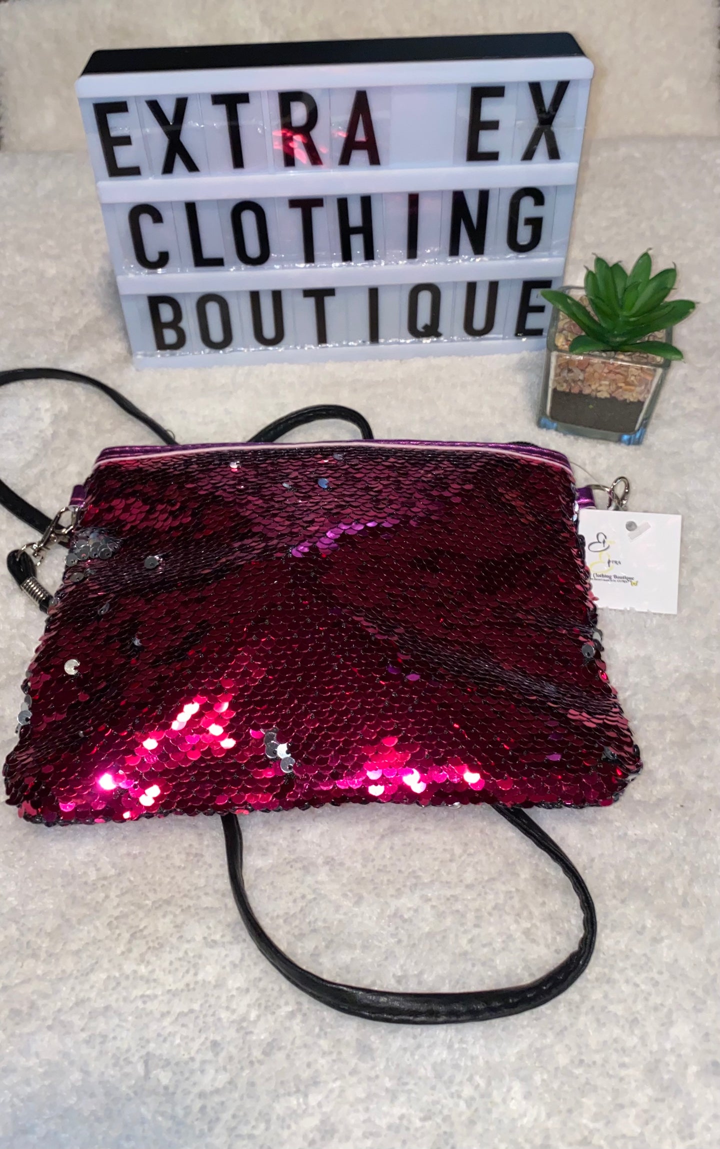 Marley Crochet Sequin Bag in Fuchsia – OutDazl